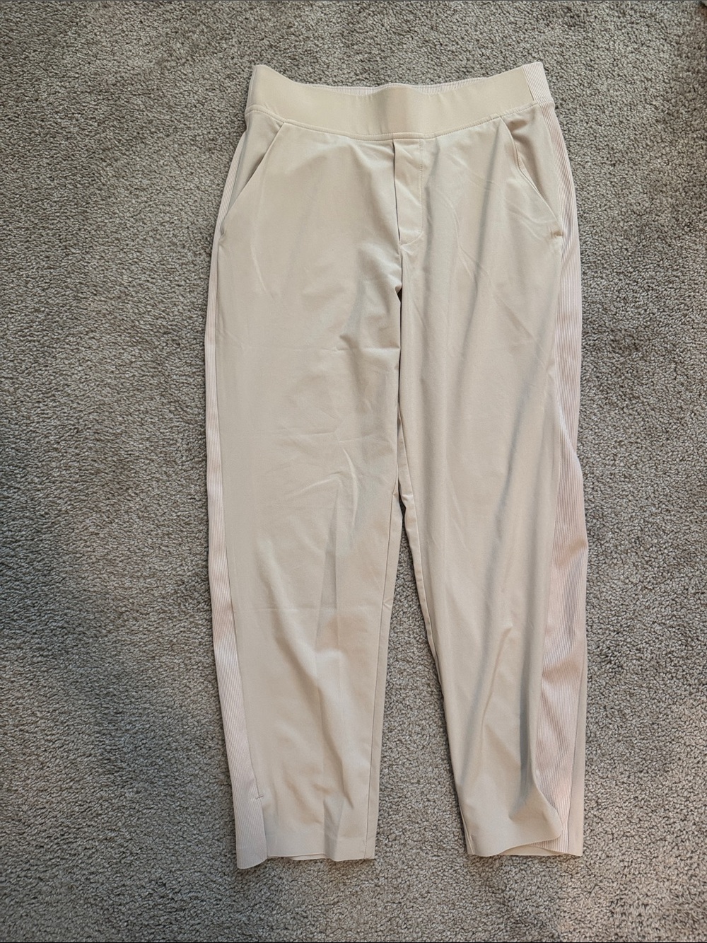 Athleta Cream Straight-Leg Trousers